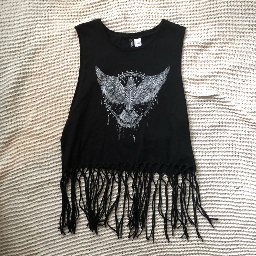 🌻 3/$15!!!🌻 Cropped fringe Bohemian Edgy Top